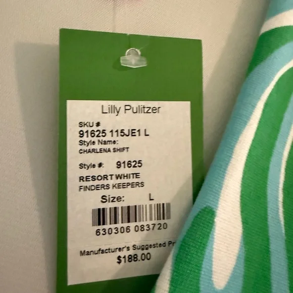 Lilly Pulitzer Green and White Charlena Shift Dress - Picture 4 of 4